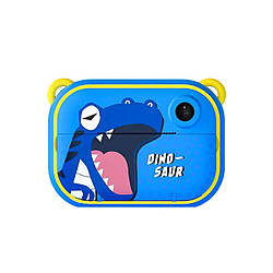 Фотоапарат дитячий камера миттєвого друку Динозавр Full HD Синій UR190BL
