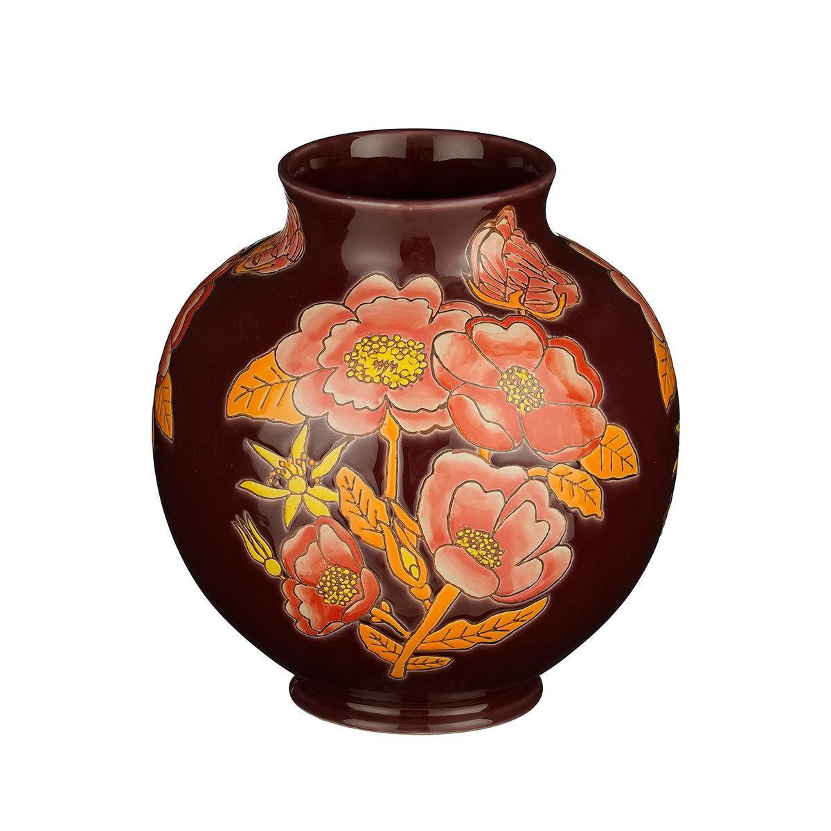 Ваза з кераміки круглої форми з квітковим малюнком Edelman, фото 1