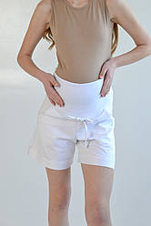 Шорти для вагітних з м’яким широким поясом Nicole бавовна двунитка білі (розміри: 42-56)