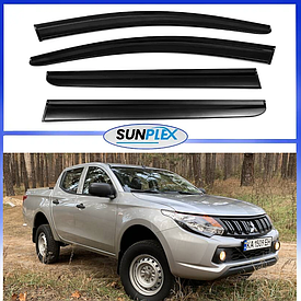 Дефлектори вікон, вітровики на Mitsubishi L 200 2015-2019 Storm (скотч) Sunplex