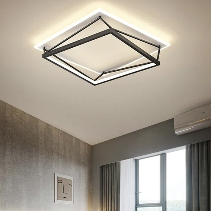 Сучасна Led люстра до 16 м² чорно-білого кольору круглої форми квадратной формы (S 19-500 BK+WT), фото 1