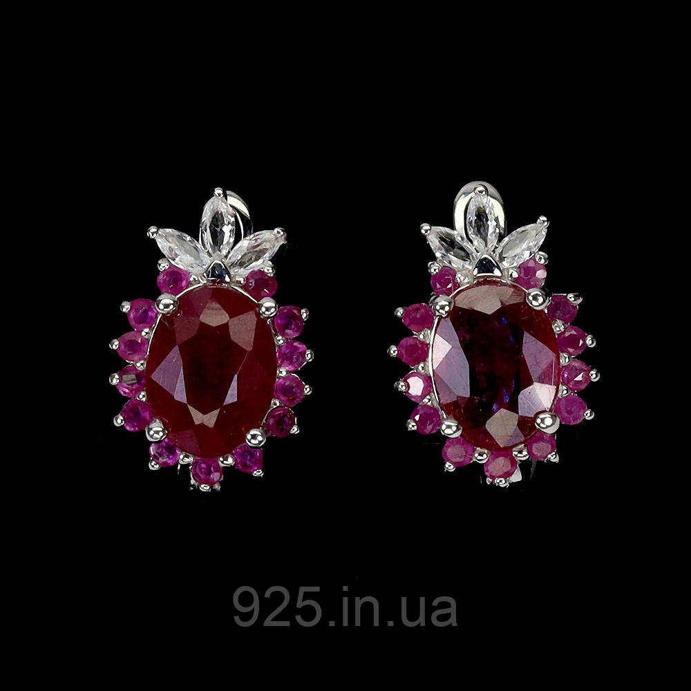 Сережки. Натуральний рубін. Срібло 925.