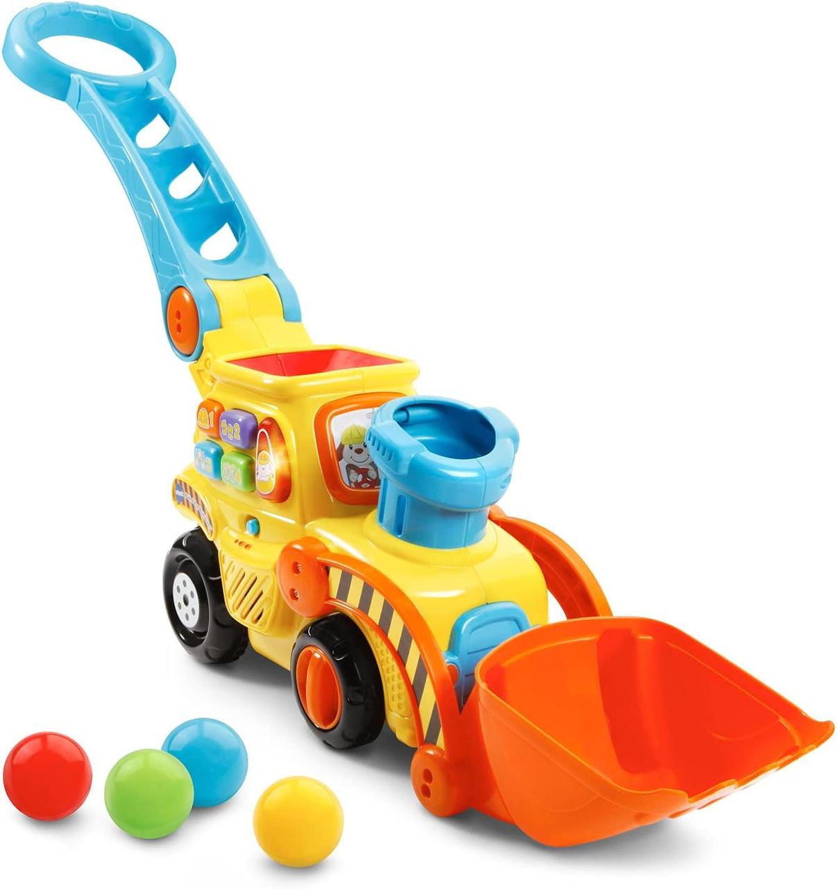 Розвиваюча іграшка каталка  Бульдозер від VTech Pop a Balls Push & Pop Bulldozer, фото 1