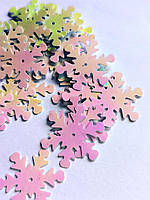 Сніжинка біла з рожевим відливом 2.5 см (+-30шт) паєтки для декору