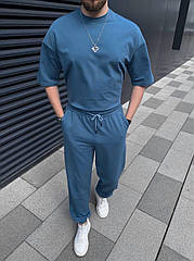 Костюм-  двійка чоловічий літній двонитка у стилі smart casual 483 Розміри 42- 48