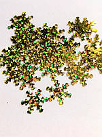 Сніжинка золотиста 2 см (+-50шт) паєтки для декору