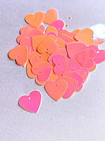 Сердечка рожеві з переливом  2 см (+-50шт) паєтки для декору