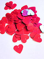 Сердечка червоні з переливом  2 см (+-50шт) паєтки для декору