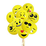 Кульки Смайлики 10 штук жовтий, фото 3