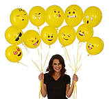 Кульки Смайлики 10 штук жовтий, фото 5