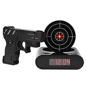 Годинник-будильник мішень та пістолет Gun Alarm Clock інтерактивний будильник зі стрільбою для пробудження