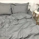 Полуторний комплект постільної білизни Страйп Сатин LUX 150*200 Сірий, фото 4