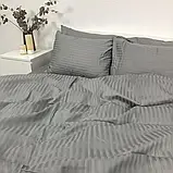 Полуторний комплект постільної білизни Страйп Сатин LUX 150*200 Сірий, фото 6