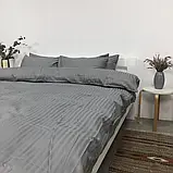 Полуторний комплект постільної білизни Страйп Сатин LUX 150*200 Сірий, фото 5