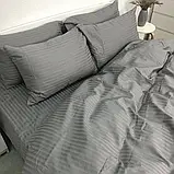 Полуторний комплект постільної білизни Страйп Сатин LUX 150*200 Сірий, фото 3