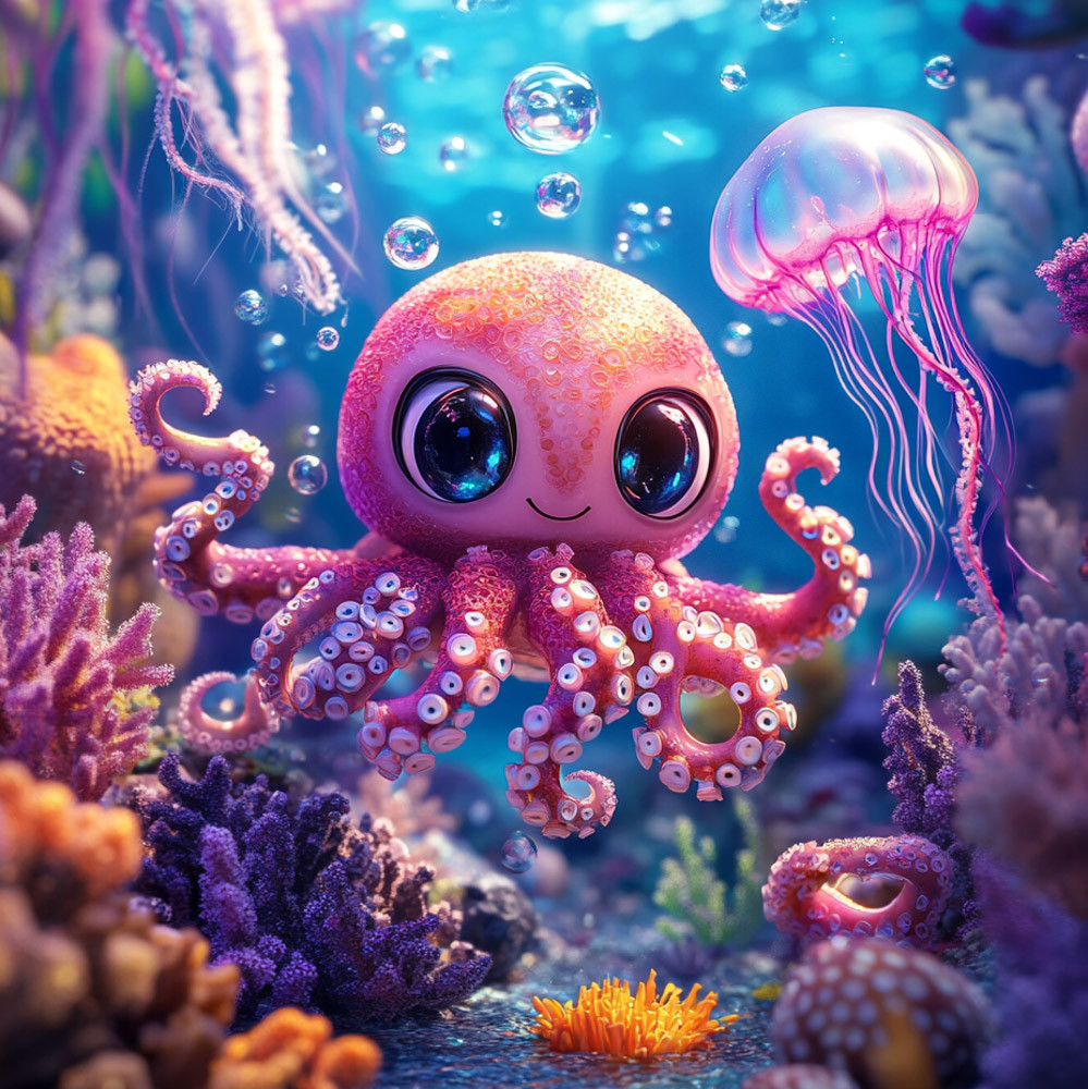 Алмазна мозаїка "Радісні глибини", 20*20см, на рамці, в кор. 21*21*2,5см, ТМ Dreamtoys, фото 1