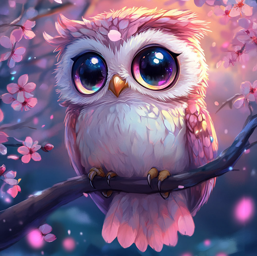 Алмазна мозаїка "Рожева сова", 20*20см, на рамці, в кор. 21*21*2,5см, ТМ Dreamtoys, фото 1