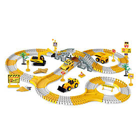 Автомобільний трек Дорожні роботи RESTEQ — 333 деталі, гнучкий гоночний трек з машинкою на батарейці