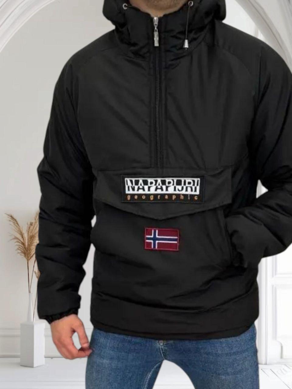 Анорак Napapijri чорний Куртка чоловіча напапірі спортивна легка вітровка для бігу та прогулянок, фото 1