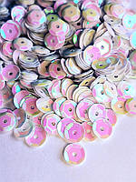 Пайєтки Білі з переливом 0.8см (10гр ) (+-500шт) для декору