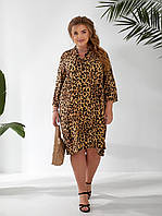 Літня ботальна сорочка зі штапелю, колір леопард, розмір 48-50