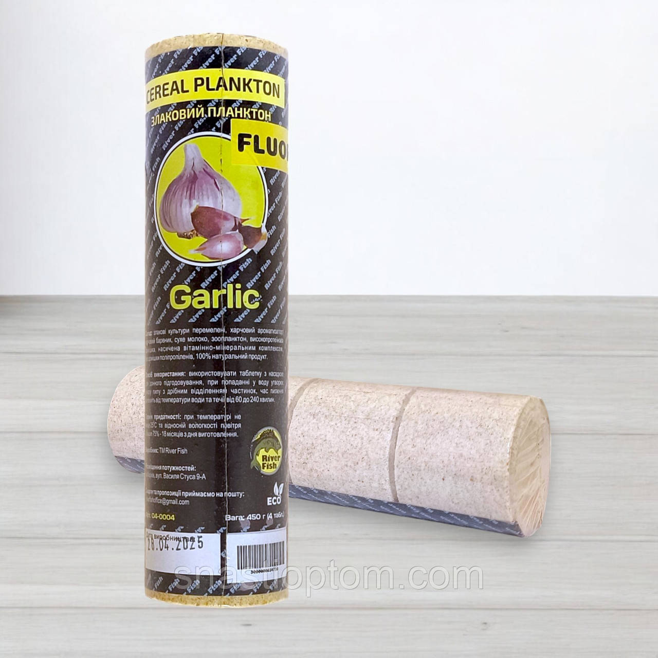 Флуоро технопланктон River Fish Fluorescent, 4шт/уп, 450г, Часник (Garlic)