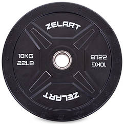 Бамперний диск гумовий Zelart Bumper Plates 2258-10 вага 10 кг діаметр 50.4 мм