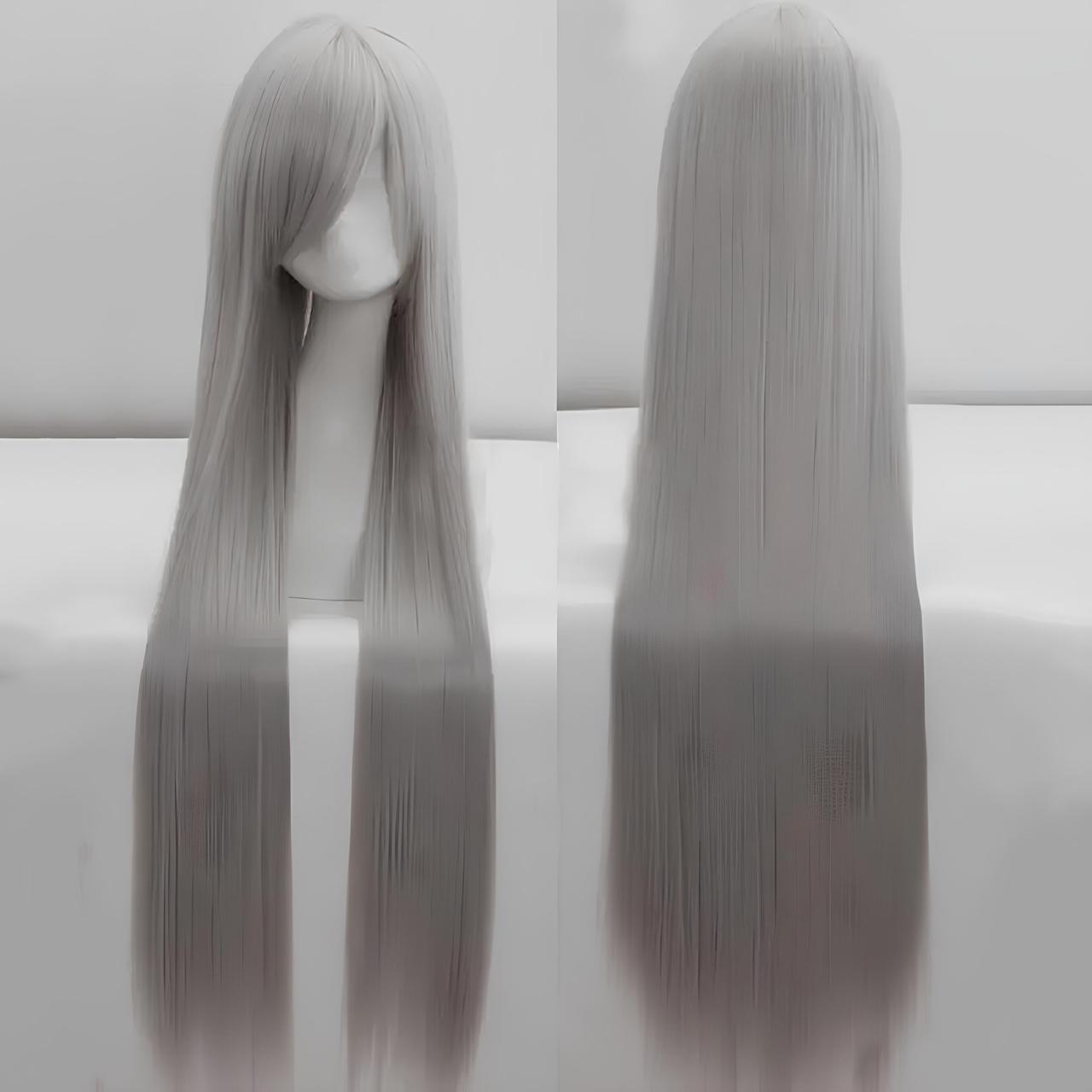 Довгі сірі перуки RESTEQ 100см, пряме волосся, перуки із високоякісних синтетичних термостійких волокон, фото 1