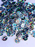 Пайєтки Срібні 0.8см (10гр ) (+-500шт) для декору