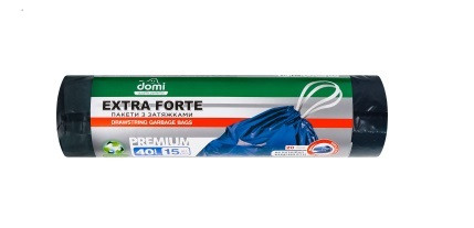 Пакети для сміття з затяжкою DOMI 40 л, фото 1