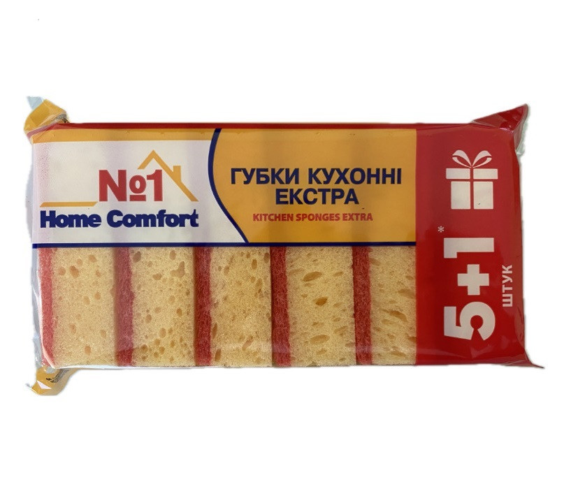 Губки кухонні Extra 5+1 шт Home Comfort №1 6 шт, фото 1