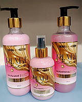 Серія догляду за волоссям "Рідке скло" Soika шампунь+бальзам+крем-спрей