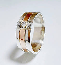 Срібна обручка з золотими накладками