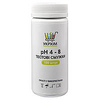 Індикаторні смужки на pH 4-8 (100 шт.) UKRHIM TS-PH8-100