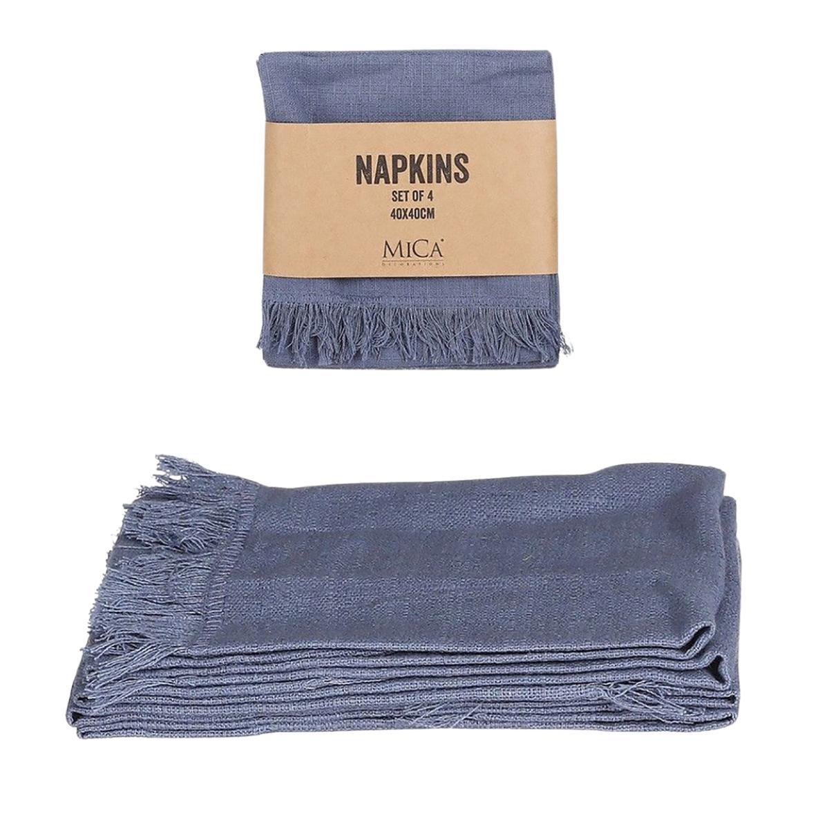 Набір із 4-х бавовняних однотонних серветок у синьому кольорі Villia Edelman, фото 1