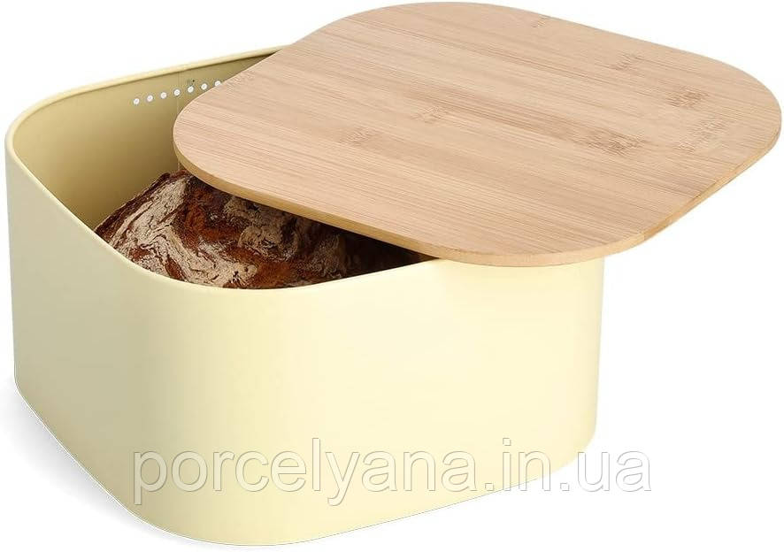 Хлібниця металева з бамбуковою кришкою Zeller 25383, фото 1