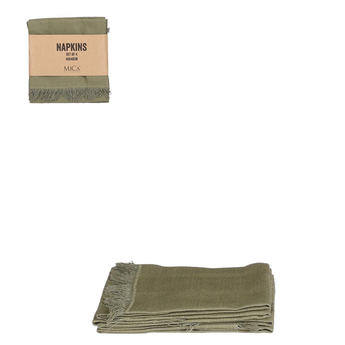 Набір із 4-х бавовняних однотонних серветок у зеленому кольорі Villia Edelman, фото 1