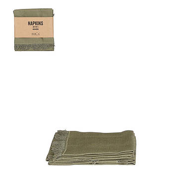 Набір із 4-х бавовняних однотонних серветок у зеленому кольорі Villia Edelman