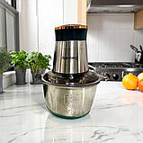 Стаціонарний блендер подрібнювач Rainberg 1300 Вт металевий чопер 2 л з 4 ножами, фото 2