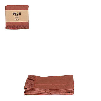 Набір із 4-х бавовняних однотонних серветок у коричневому кольорі Villia Edelman