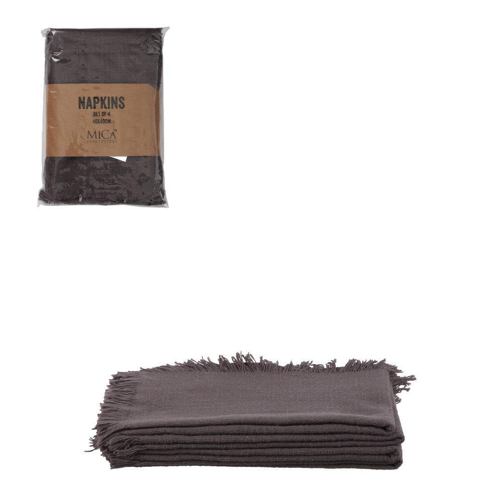 Набір із 4-х бавовняних однотонних серветок у сірому кольорі Villia Edelman, фото 1