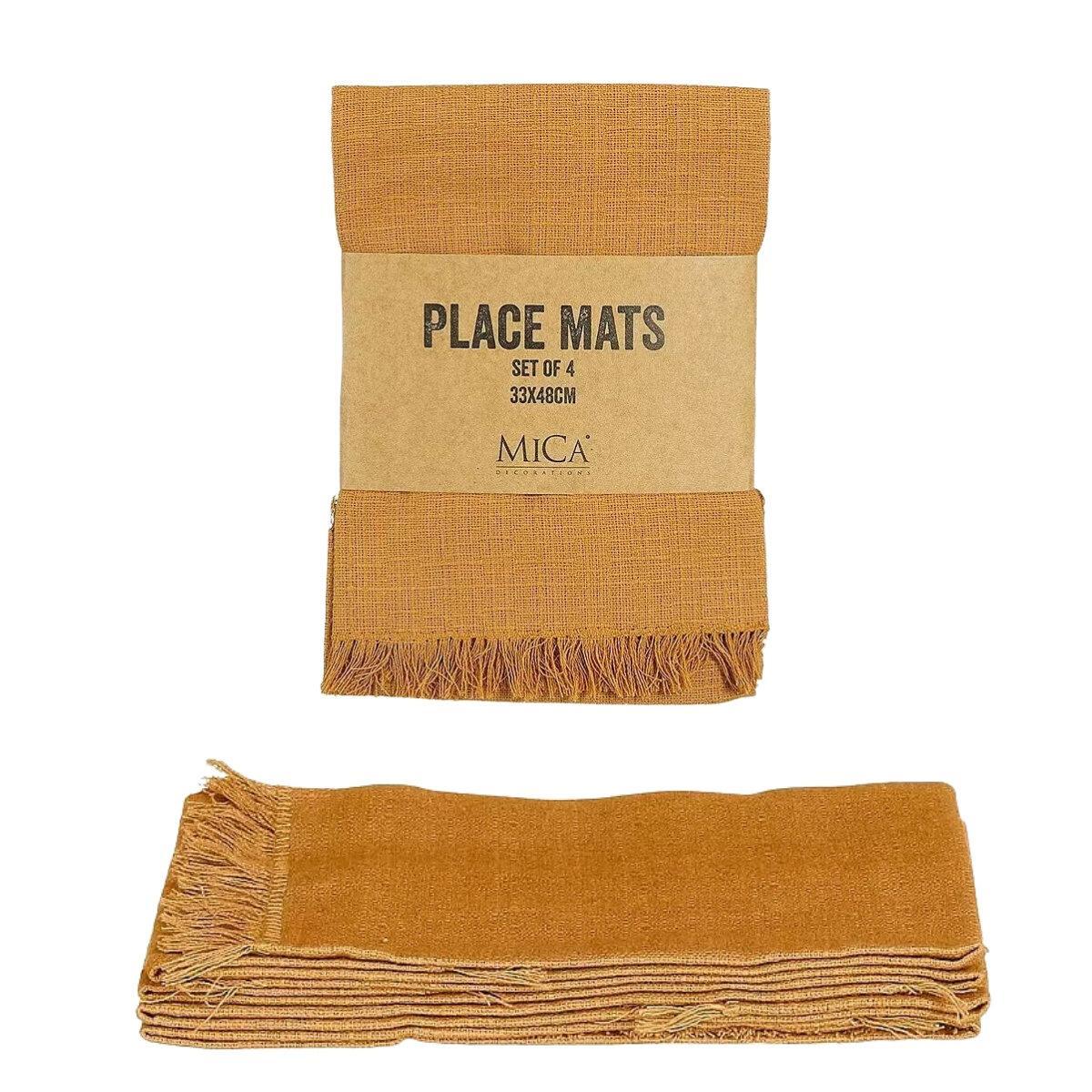 Набір із 4-х бавовняних прямокутних серветок у кольорі охра Villia Edelman, фото 1