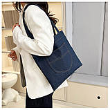 Пулярна в цьому році Нова джинсова сумка через плече сумка для покупок повсякденна сумка, фото 4