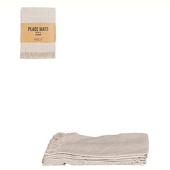 Набір із 4-х бавовняних прямокутних серветок у бежевому кольорі Villia Edelman