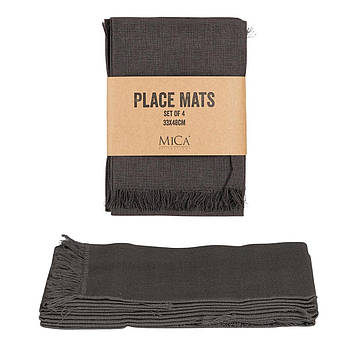 Набір із 4-х бавовняних прямокутних серветок у сірому кольорі Villia Edelman