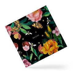 Хустка на голову і шию «Гуччі. Логотип з квітами. Gucci. Logo with flowers»