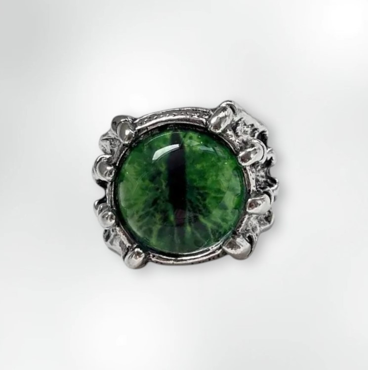 Містична чоловіча каблучка лапа дракона з зеленим оком регульована AurumLux123, фото 1