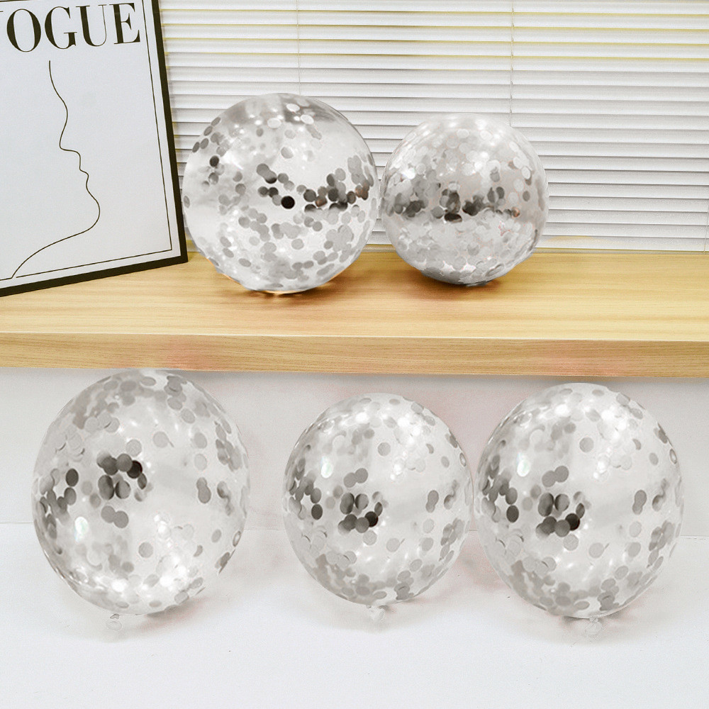 Кульки з конфетті 5 штук 10 дюймів сріблястий, фото 1