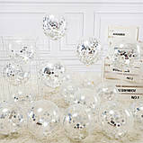 Кульки з конфетті 5 штук 10 дюймів сріблястий, фото 2