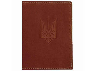 Обкладинка на паспорт 10004 CRAZY Тризуб коньяк ТМ ВІРНИЙ ДРУГ BP